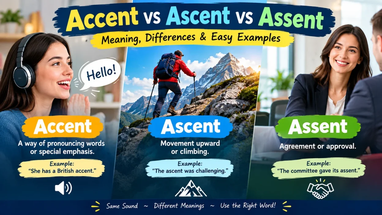 Accent vs Ascent vs Assent