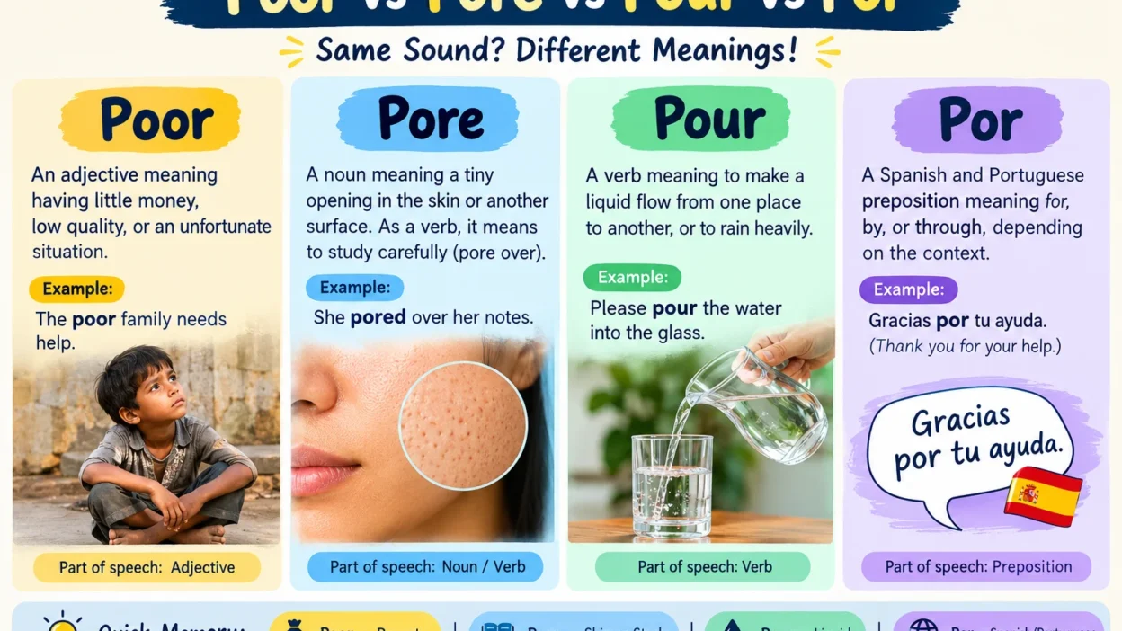 Poor vs Pore vs Pour vs Por